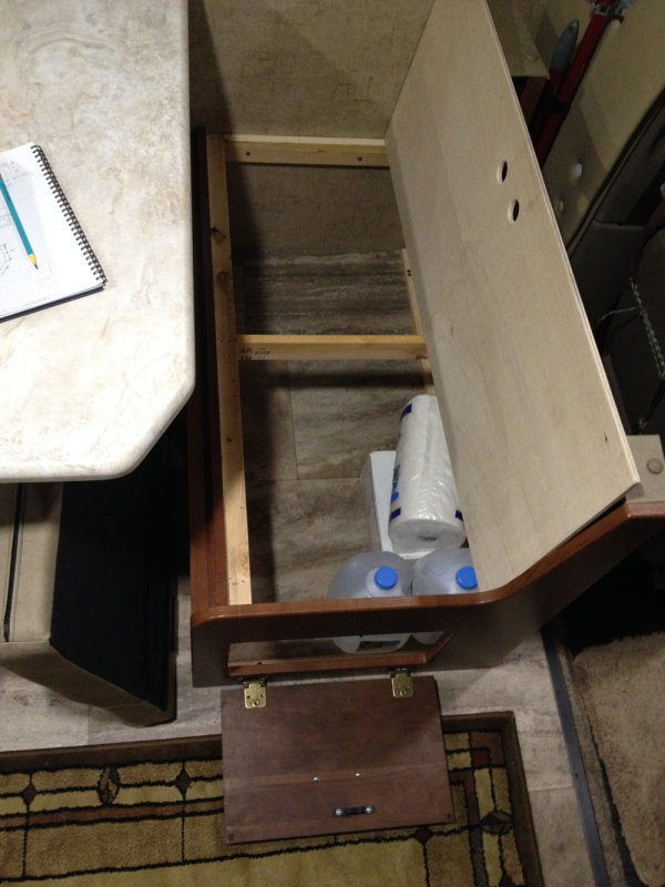 Removed drawers under dinette seats; improved access to full space underneath