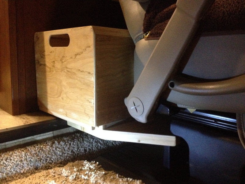 Trash & snack box behind drivers seat