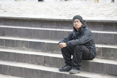 Andy at Plaza de Armas.Cuzo