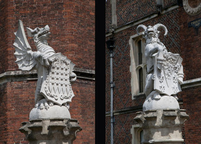 Gargoyles along the entrance to Hampton Court
