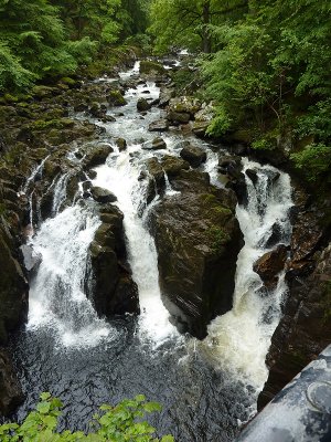 Waterfall in Craigvinean Forest near Dunkeld, Scotland