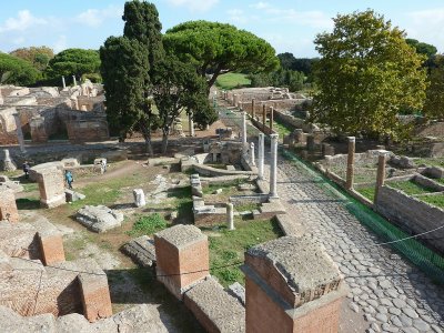 Decumanus Maximus from atop the Theatre, Ostia Antica