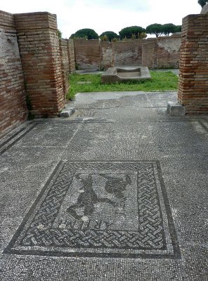 Looking from vestibule into the atrium of Roman villa from the entrance, Ostia Antica