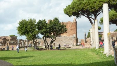 Forum looking toward the temple of Jupiter, Juno & Minerva, Ostia Antica