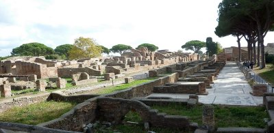 Looking down one side of the Square of the Guilds, Ostia Antica