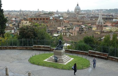 View from Pincio Hill on the western edge of the Borghese Gardens, Rome