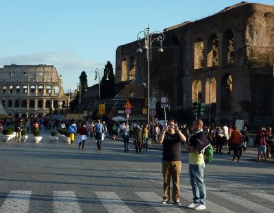 Basilica of Maxentius with Colosseum in the distance, Rome