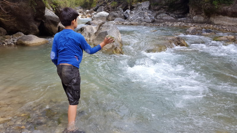 Skip stones in the river