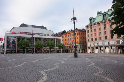 The normally busy Htorget now empty