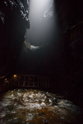Light shining down in the big shaft