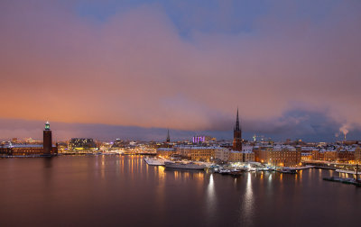 Evening settles over Stockholm