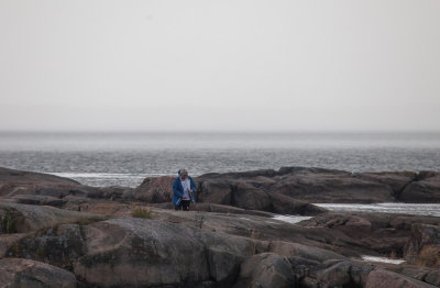 Fishing in the rain