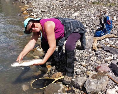 Carol with her bull trout (Dolly Varden)