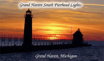 Grand Haven South Pierhead Lights sunset