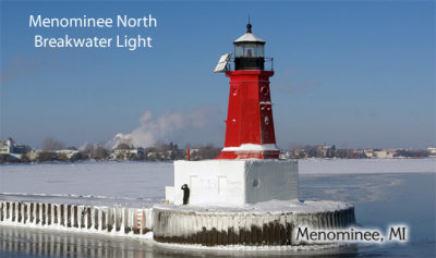 Menominee Breakwater Light wide winter 2