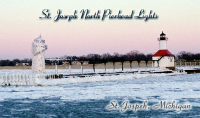 St. Joseph South Pierhead Lights winter