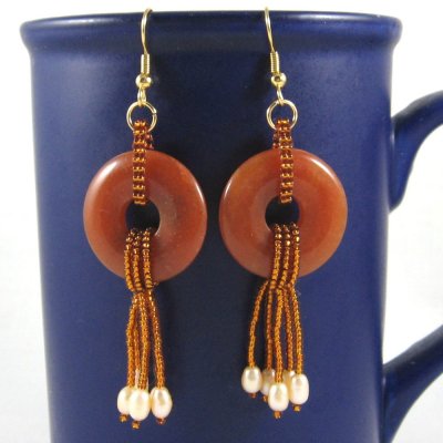 aventurine pearl earrings
