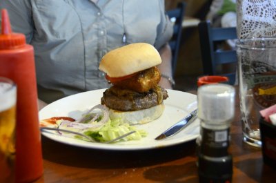 Thick hunk of meat, a chunk of deep-fried brie -- bye-bye diet.