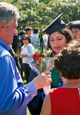Jessica gets bouquet after Rice graduation