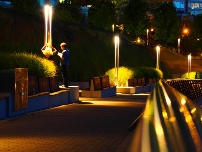 Vancouver Harbor Walk At Night