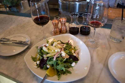 Roasted beet and arugula salad