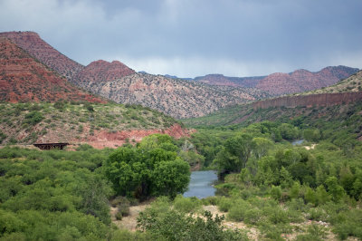 Red rocks, green valley