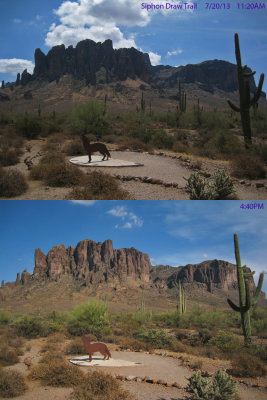 Coyote sundial at foot of Superstitions