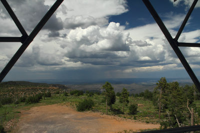 View of the approaching monsoon clouds from the tower