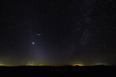 Zodiacal Light + Meteor + Milky Way