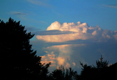 Clouds over England to the north-east on an August evening 