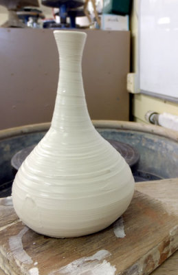 Porcelain wheel-thrown vase 