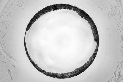 a frozen lake - a stereographic fisheye panorama