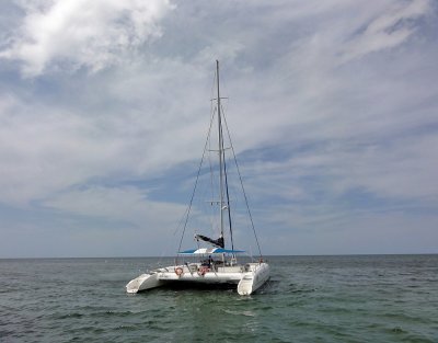 Catamaran at Cayo Blanco