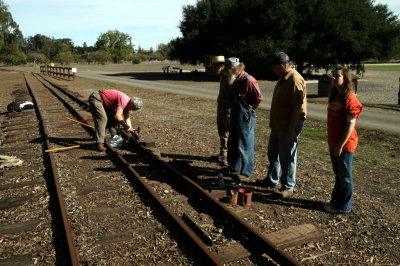 Working on the third rail at Deer Park Siding