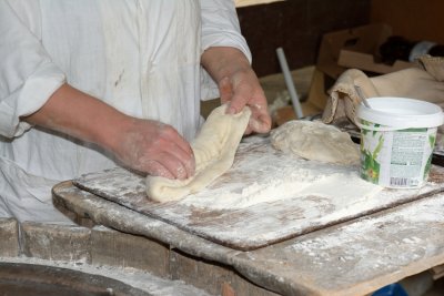 Preparing delicious Georgian bread