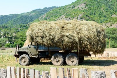 Haystack on an old Russian truck