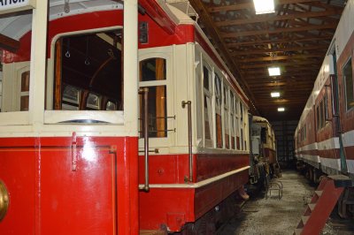 Looking down the length of the Electroliner and the Portuguese car