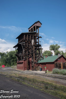 The coal tipple in the yard at Chama, NM