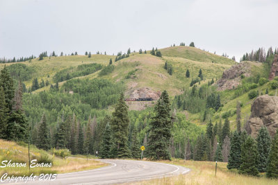 The Sunset train climbs toward Cumbres Pass