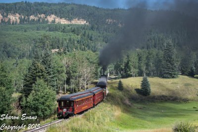 Train 216 is rounding the S curve leading to Labato