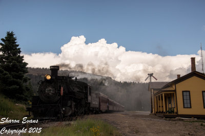 Thunder storms are building as train 215 readys to leave Cumbres