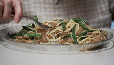 Eggplant and green bean stir-fry