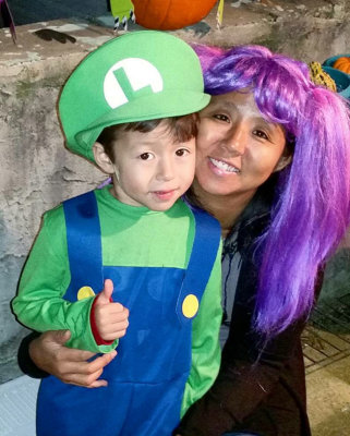 My daughter and grandson in their Halloween costumes