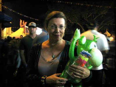 Me, with a plastique monkey  at the Orange Street Fair, 2010