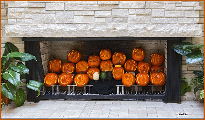 Pumpkins in the Fireplace
