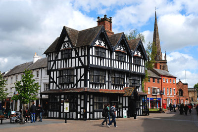 Hereford Museum.- The remaining building of Butchers Row, once a Market to sell the Hereford beef