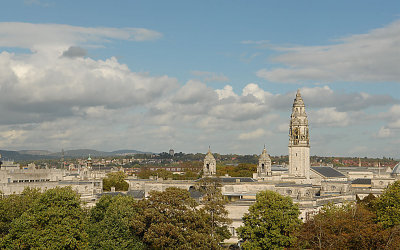 CC012. A view from the top of Cardiff University.
