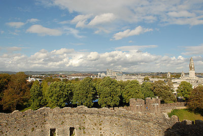 CC013.  A view of Cardiff including the castle walls.