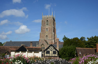 Dunster Church from the gardens.