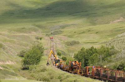 Partially Loaded Rail Train 921 (Fifth) At End of Track Munson, AB
